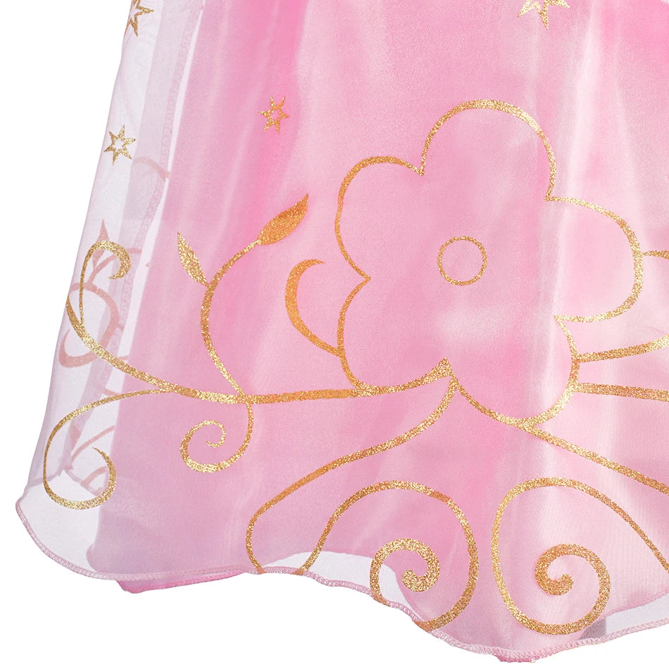 Robe princesse fille en tulle à étoiles dorées – CLEVI Paris