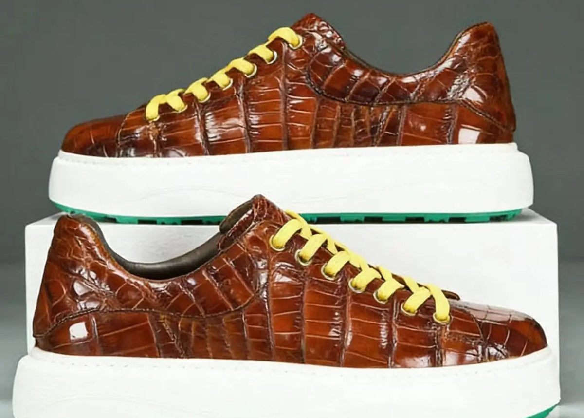 Sneakers basses homme brunes à lacets – CLEVI Paris