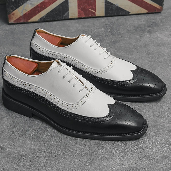 Oxford Brogue Cuir Verni Homme Lacets Business Mariage Bureau – CLEVI Paris