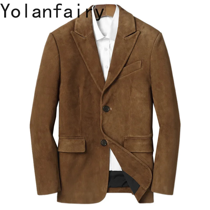 Veste homme en cuir de mouton suédé – CLEVI Paris