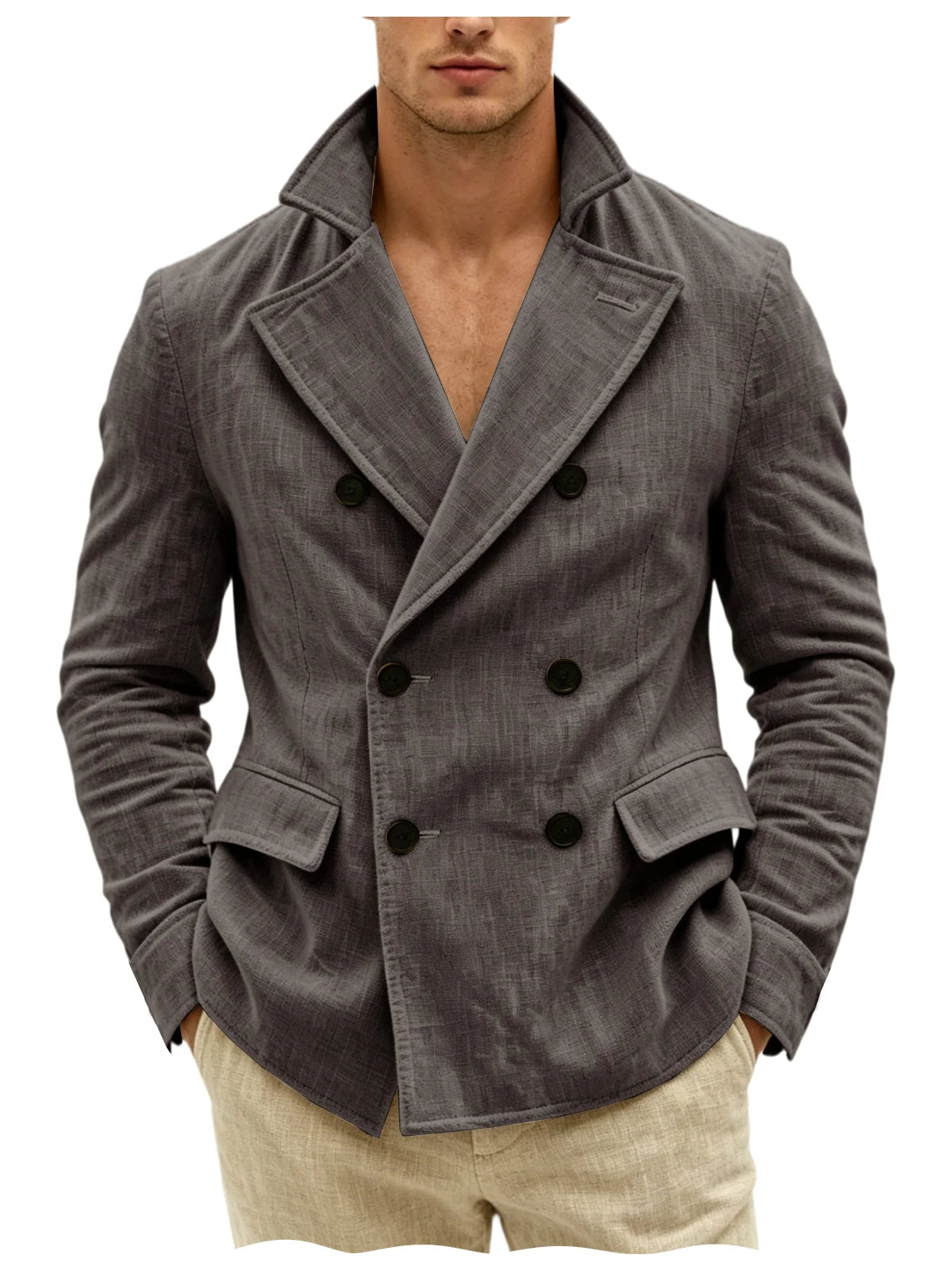 Blazer Croisé Lin Homme – CLEVI Paris