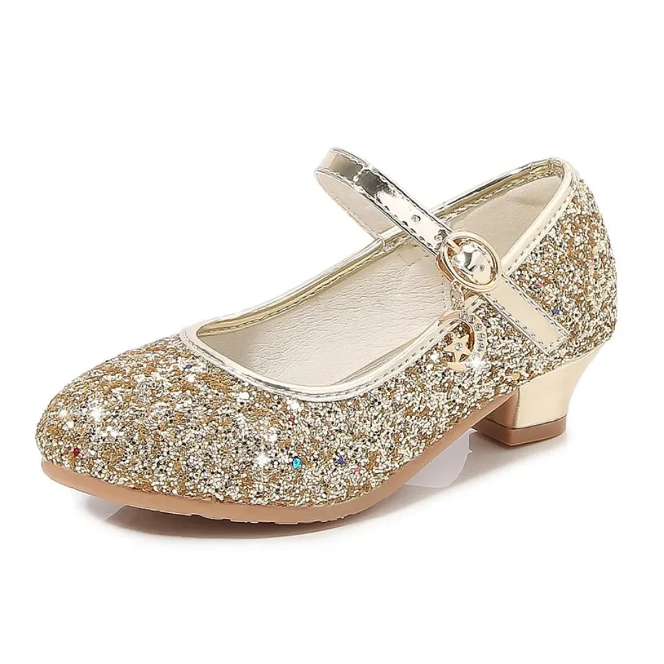 Sandales fille à talons et paillettes – CLEVI Paris