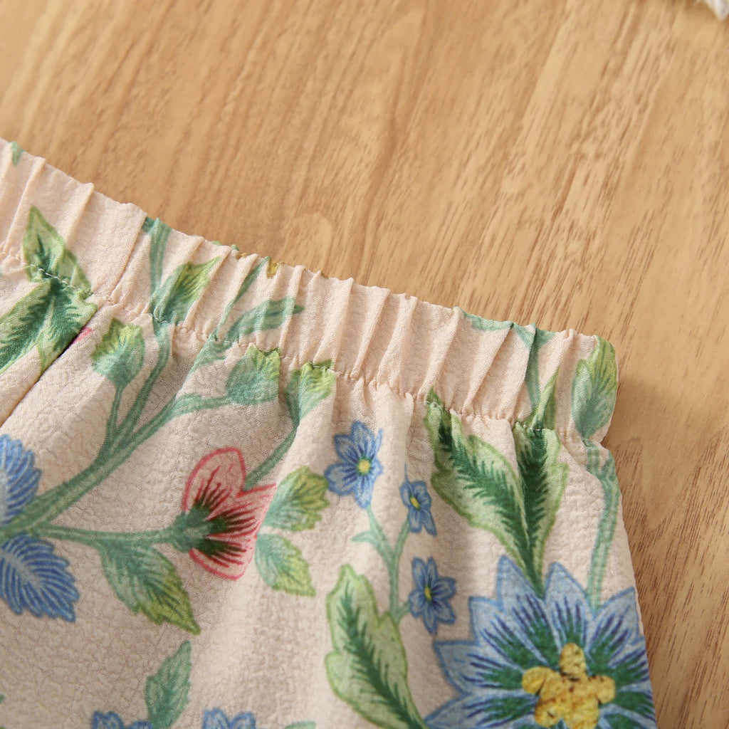 Ensemble fille fleuri haut et short dentelle – CLEVI Paris