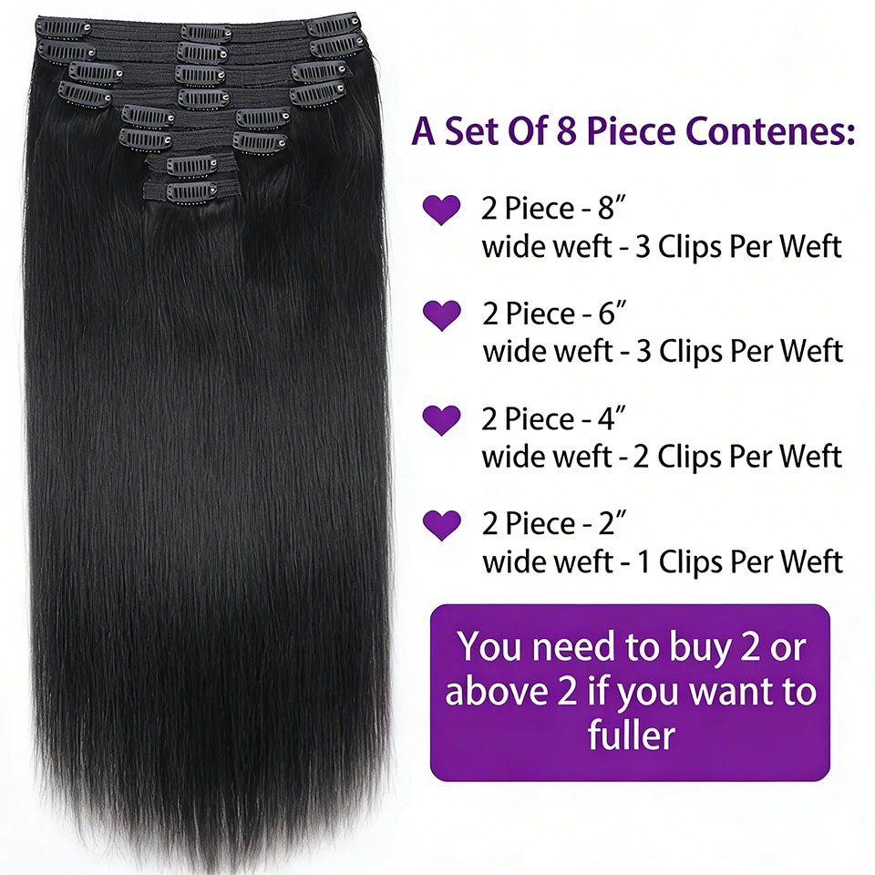 Extensions Clip-in Brésiliennes Remy 8pcs – CLEVI Paris