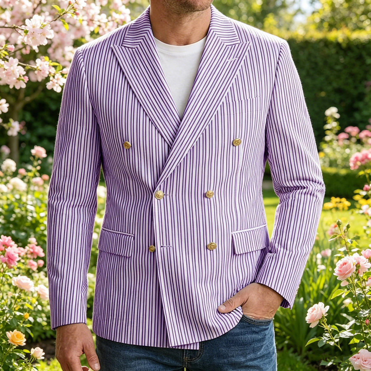Blazer homme rayé double boutonnage – CLEVI Paris