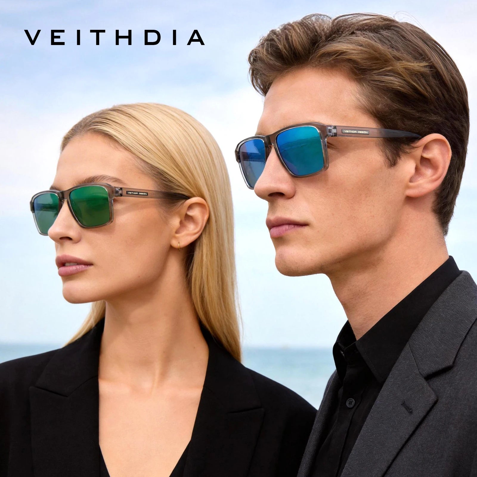 Lunettes de Soleil Polarisées Carrées TR-90 – Verres TAC Photochromiques Miroir Anti-Reflets UV400 Sport – CLEVI Paris