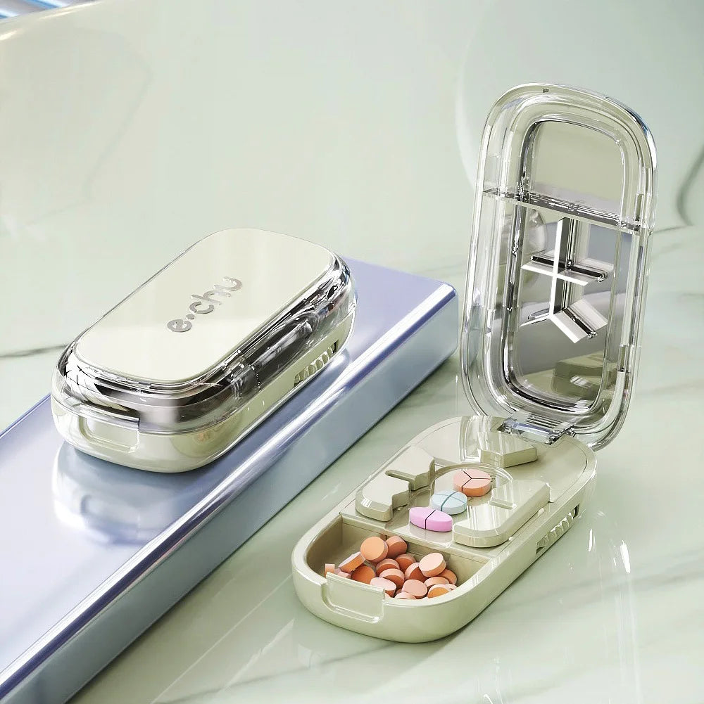 Pilulier portable avec option coupe-comprimés – CLEVI Paris