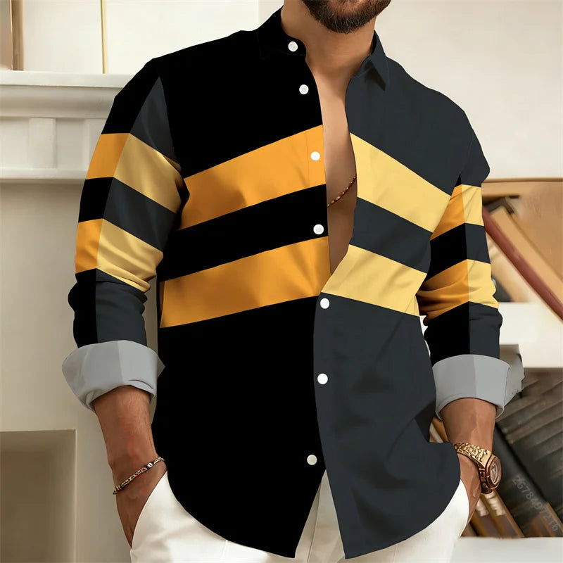 Chemise imprimée homme manches longues – CLEVI Paris