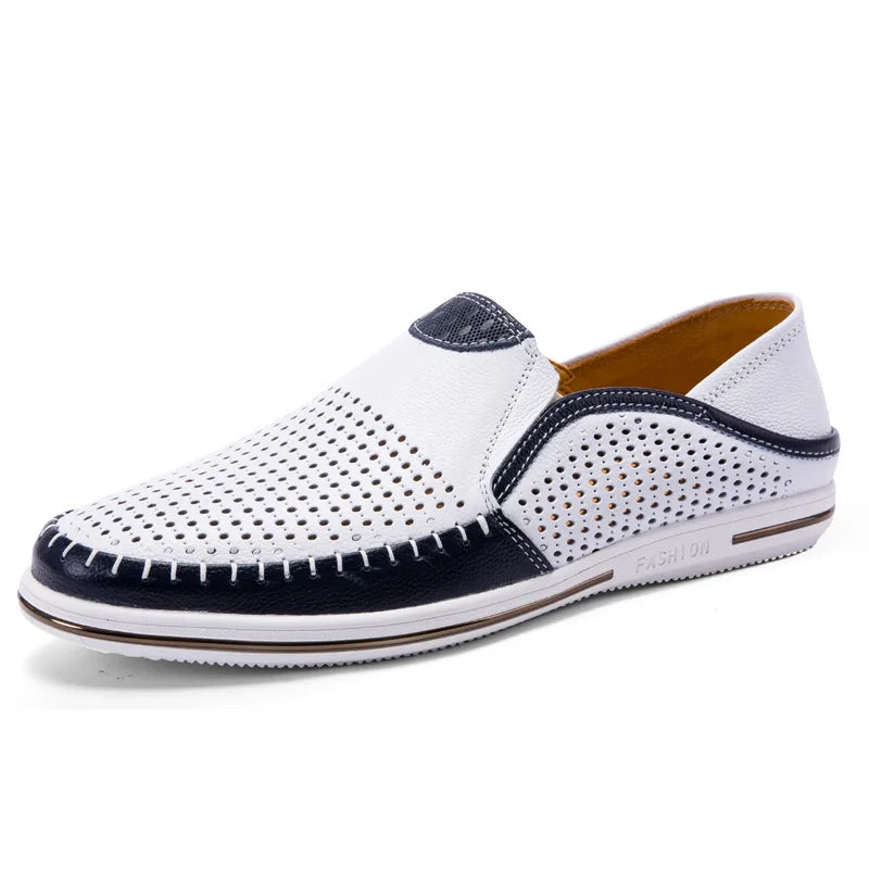 Mocassins Homme Cuir Véritable Ajourés Respirants Imperméables Slip-On Été Casual Conduite 6 Coloris Pointures 38–44 – CLEVI Paris
