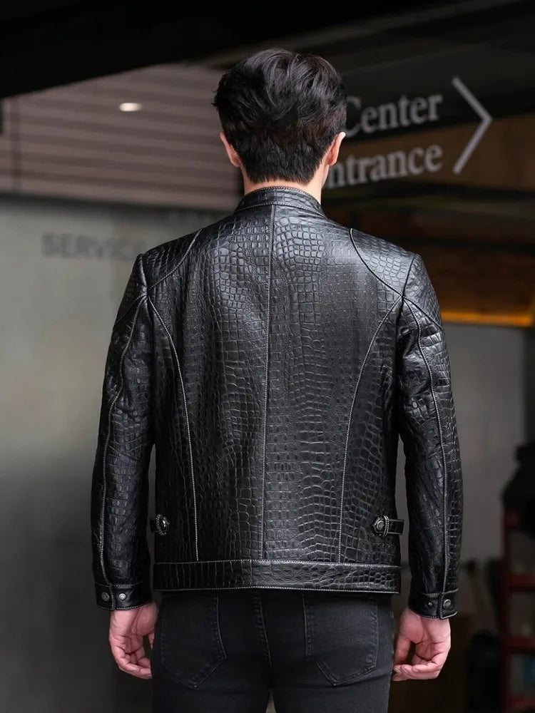Blouson homme en cuir motif crocodile – CLEVI Paris