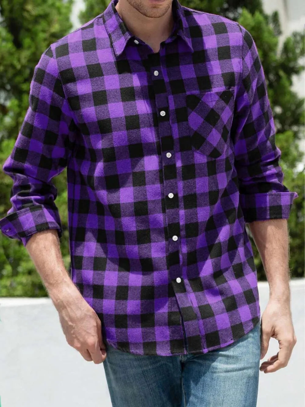 Chemise homme à carreaux en soie – CLEVI Paris