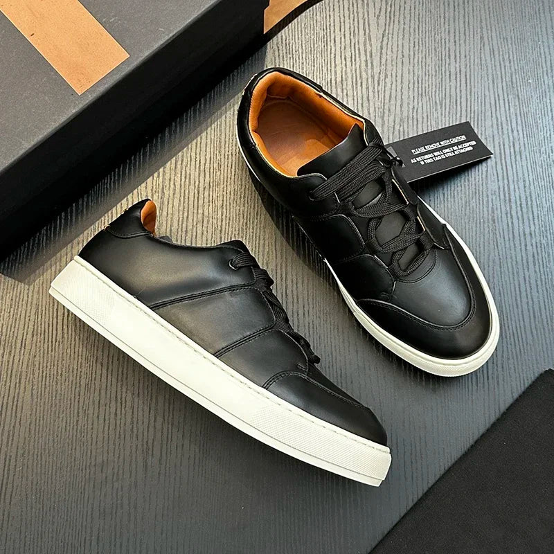 Sneakers Montantes Cuir Véritable Patchwork Homme – CLEVI Paris