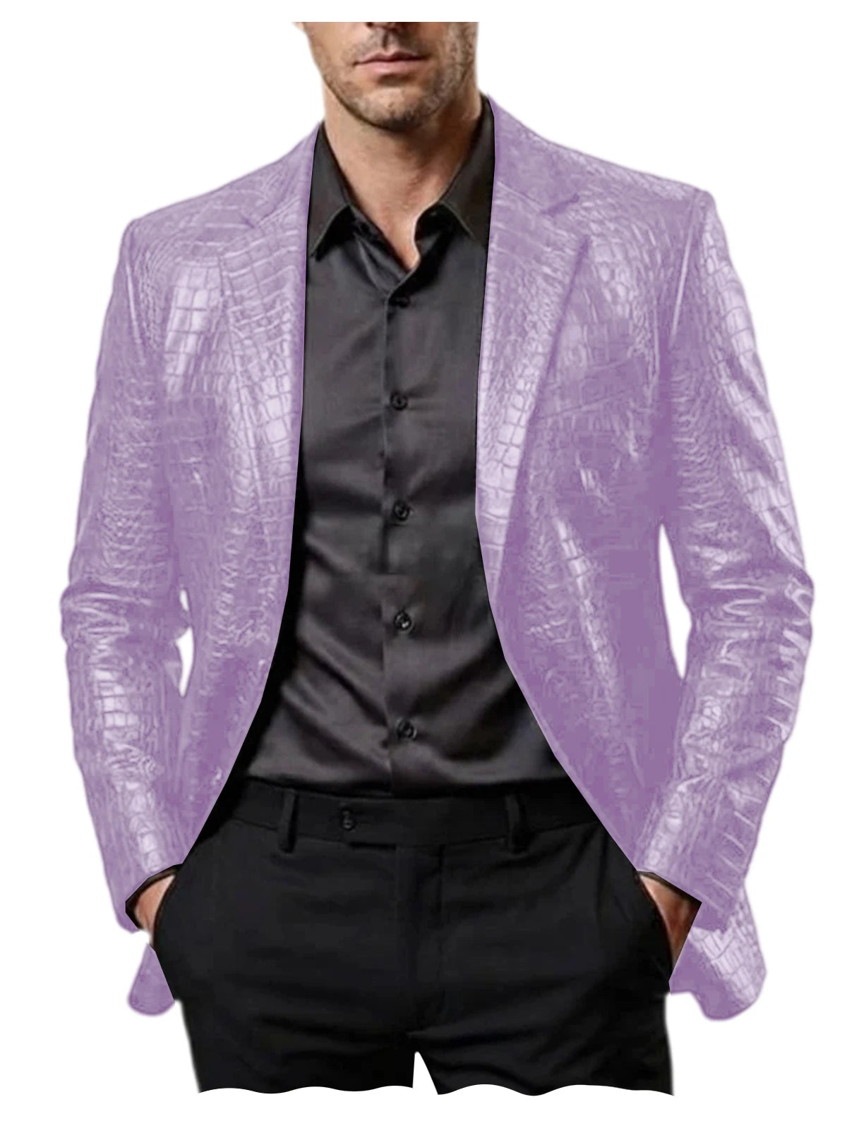 Blazer homme en simili cuir motif crocodile – CLEVI Paris