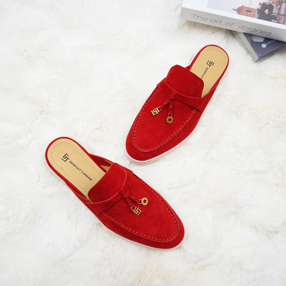 Mocassins femme en daim à talon bas – CLEVI Paris