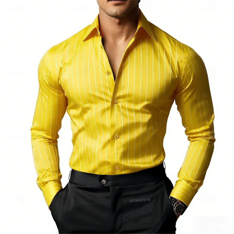 Chemise Homme Rayée à Manches Longues – CLEVI Paris