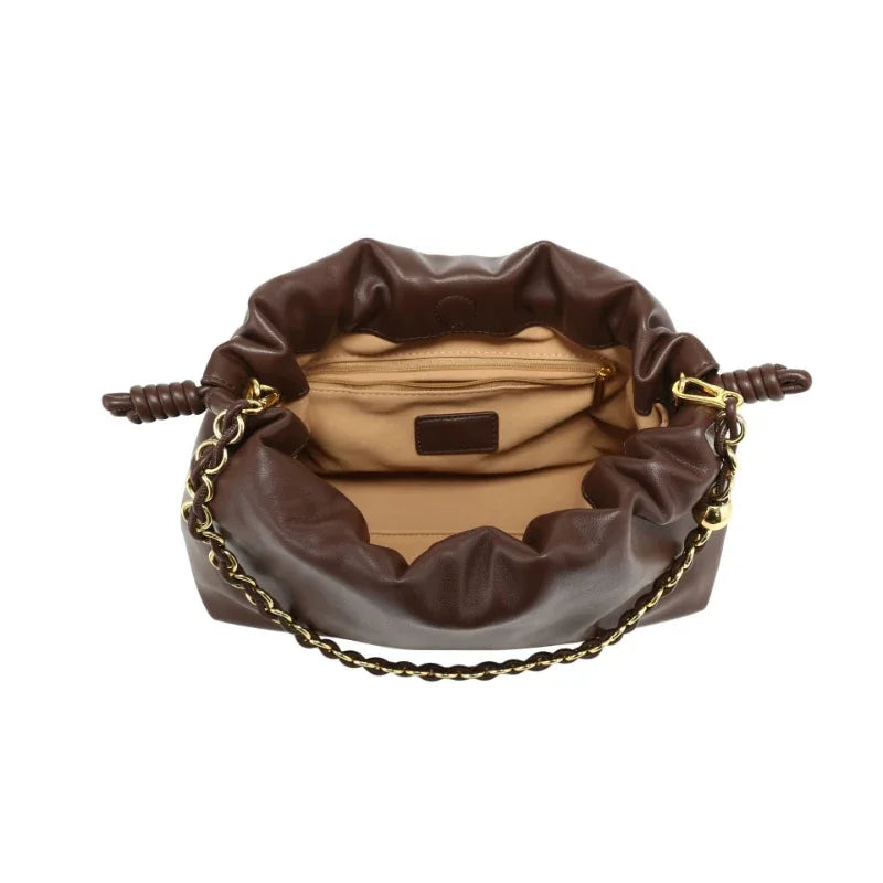 Sac Seau Femme Plissé Nuage Bandoulière Chaîne 6 Coloris – CLEVI Paris
