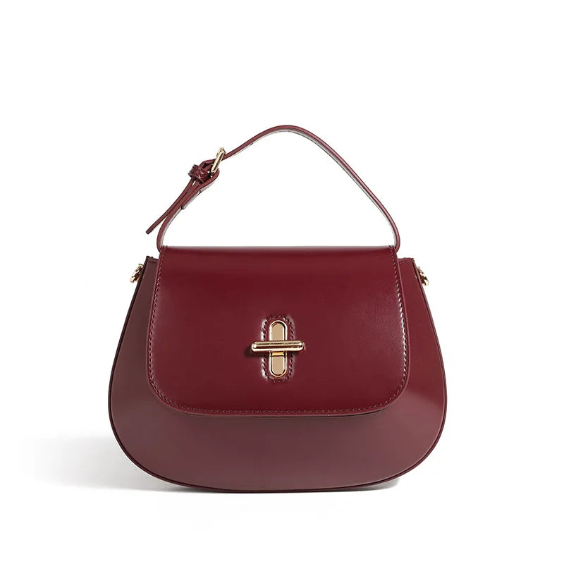 Sac Bandoulière Femme Cuir Véritable Style Selle Vintage Luxe Bordeaux – CLEVI Paris