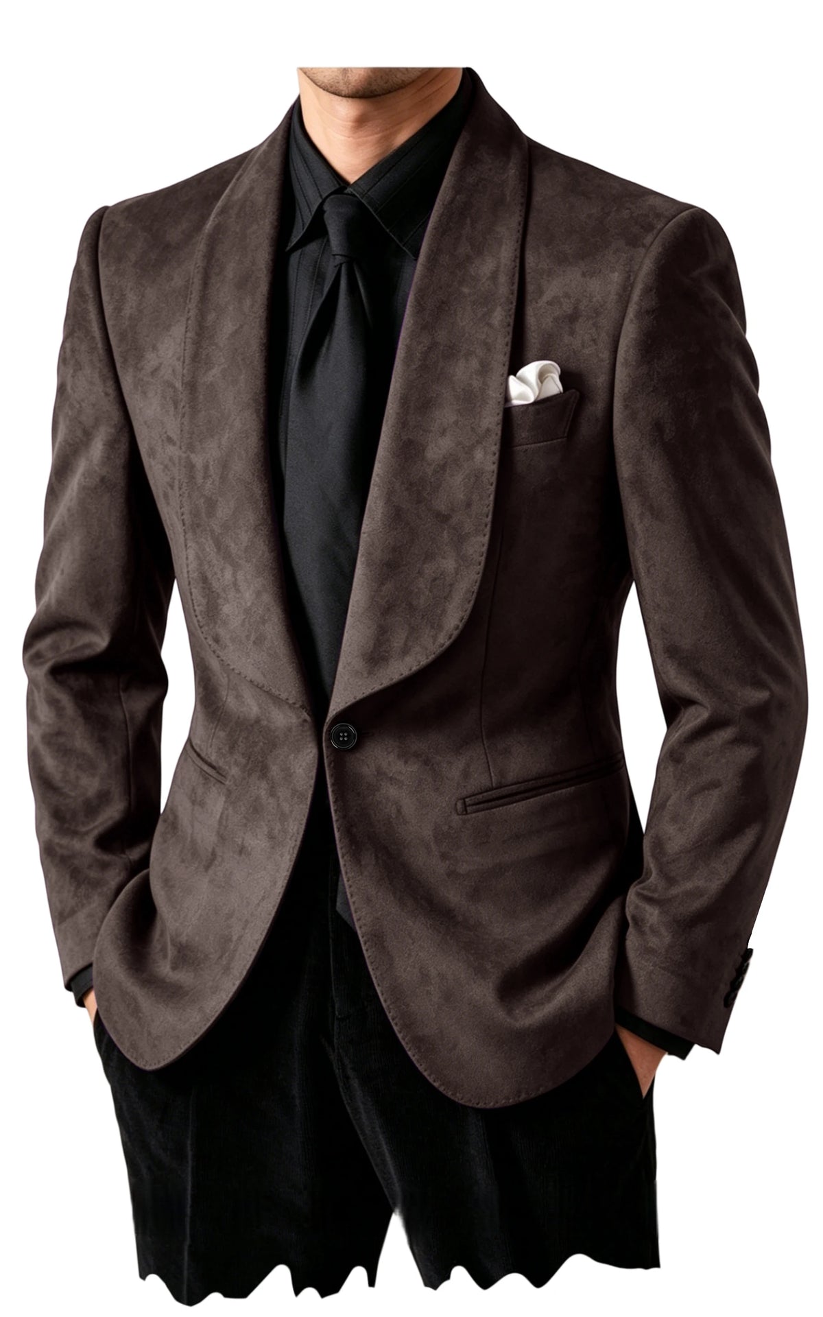 Blazer homme en suédine col châle – CLEVI Paris
