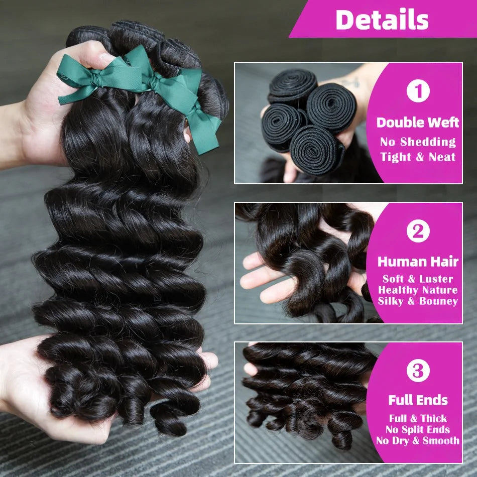 Mèches Brésiliennes Water Wave Ondulées – Cheveux Humains Remy & Virgin | Bundle 1/3/4 – CLEVI Paris