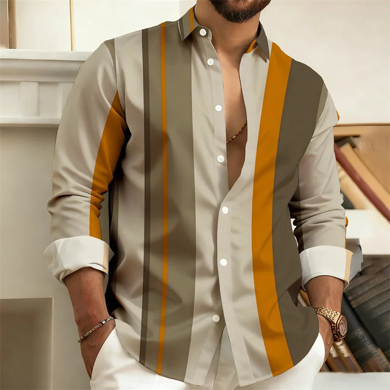 Chemise rayée homme manches longues – CLEVI Paris