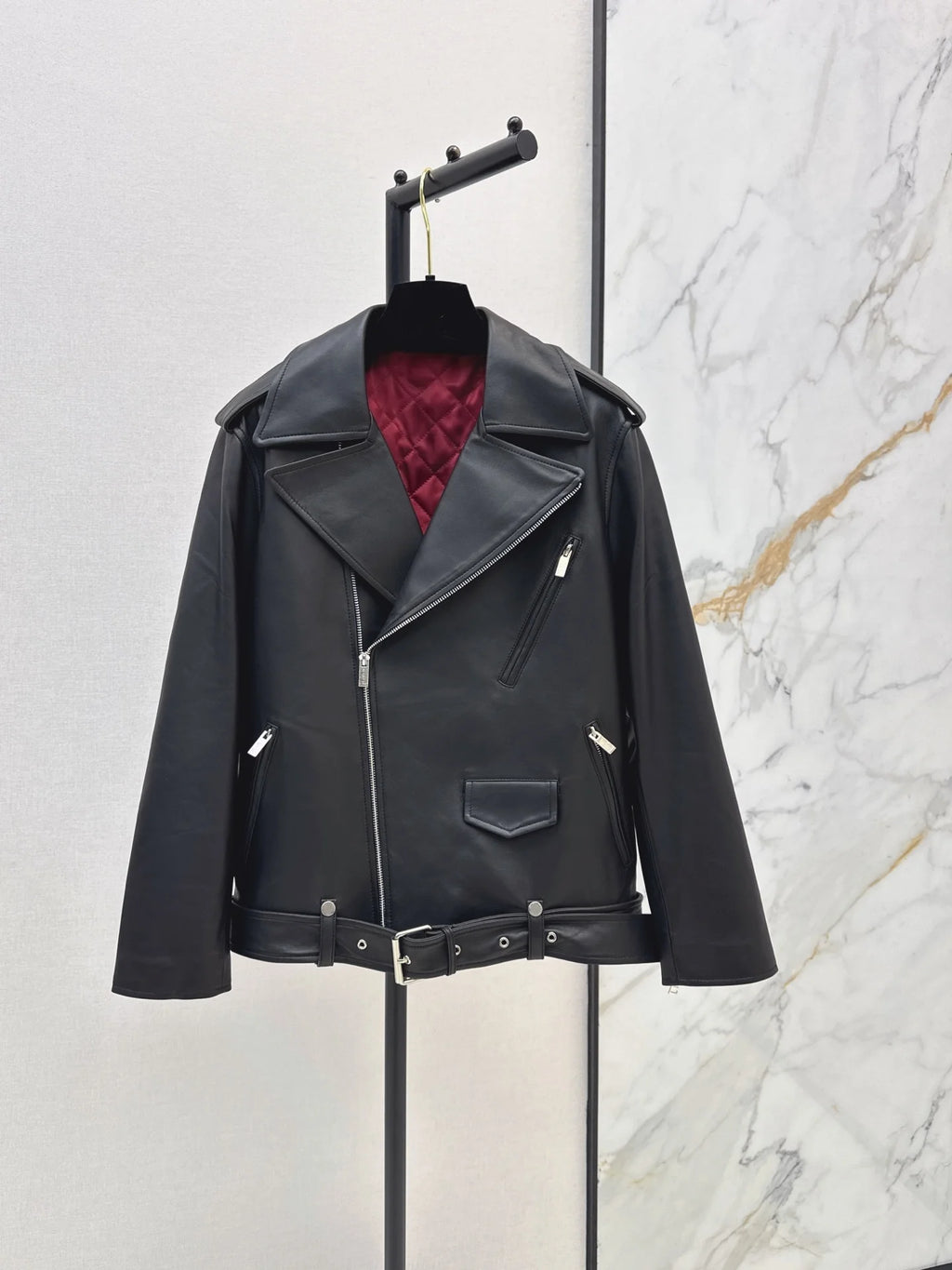 Blouson biker femme en cuir noir – CLEVI Paris