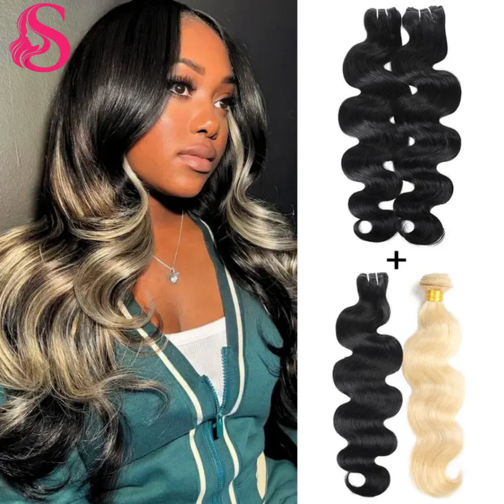 Mèches Body Wave 1B/613 Blonde Naturelle 100% Cheveux Humains – CLEVI Paris