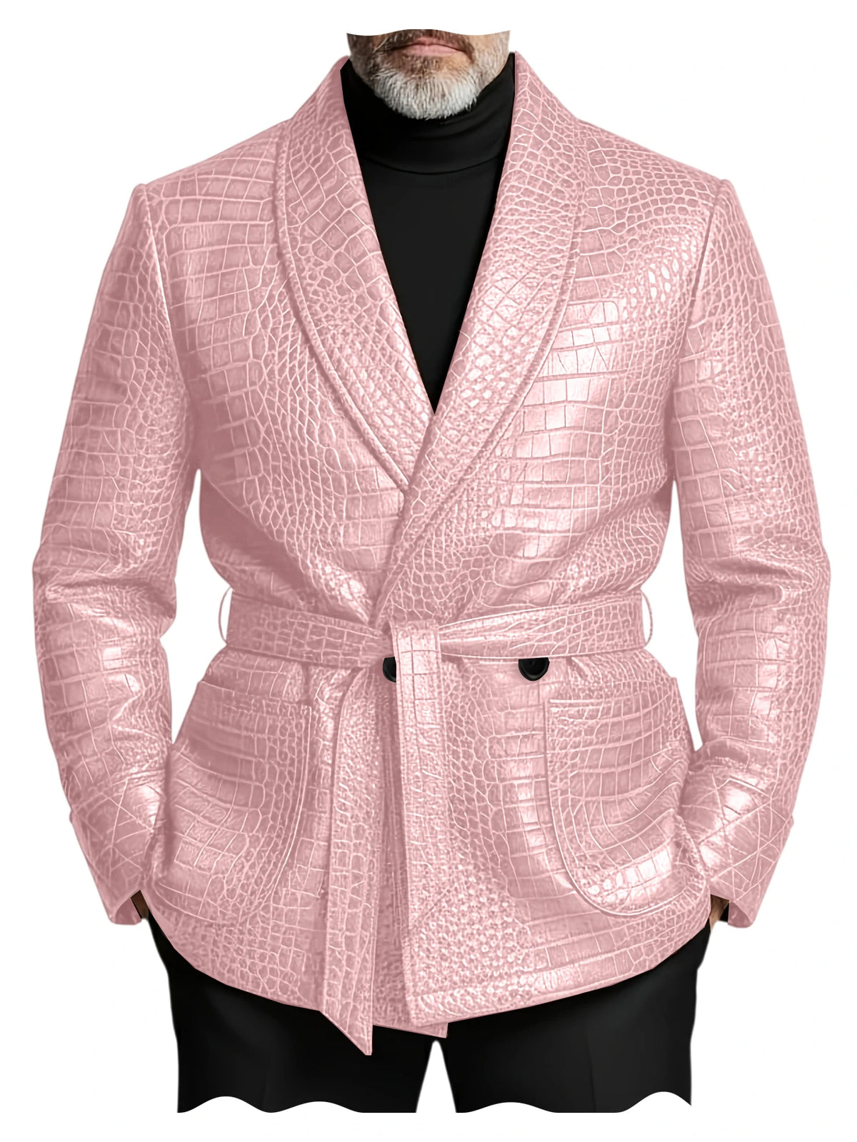 Blazer homme ceinturé à motif crocodile – CLEVI Paris