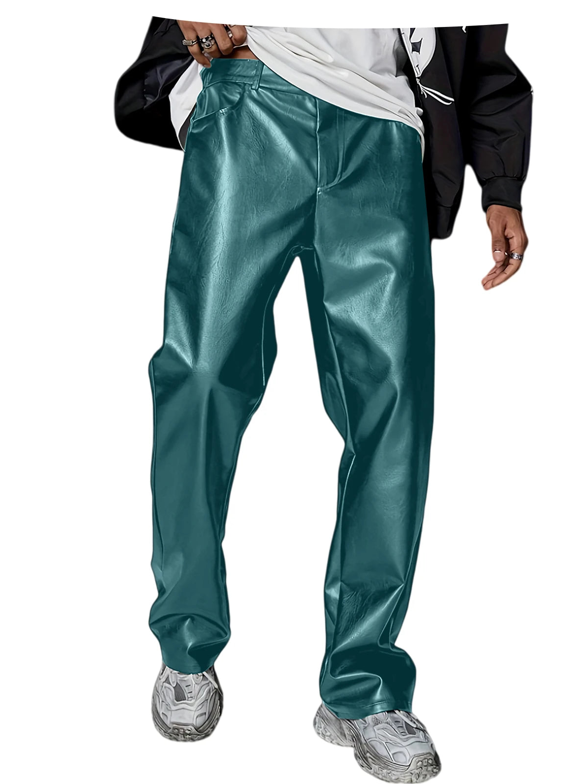 Pantalon homme en similicuir, coupe droite – CLEVI Paris