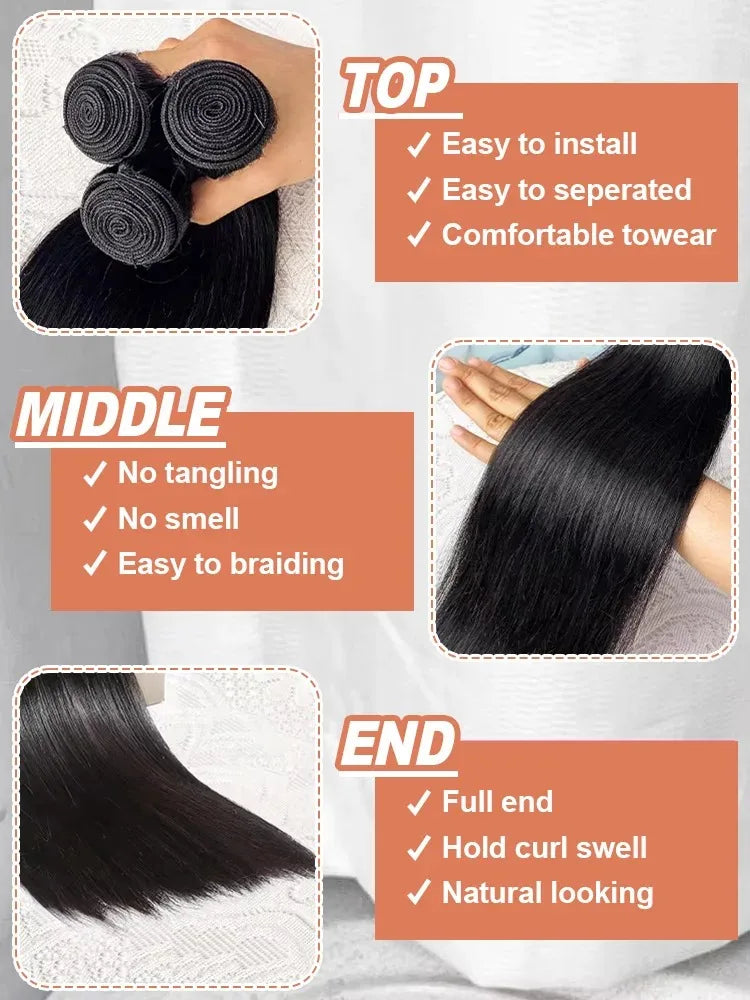 Extensions Bone Straight Virgin Hair Burmese Noir Naturel – CLEVI Paris