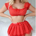 Ensemble Lingerie Femme Sexy Jupe à Pois Jarretelles Épaules Dénudées Jupe Bouffante – CLEVI Paris