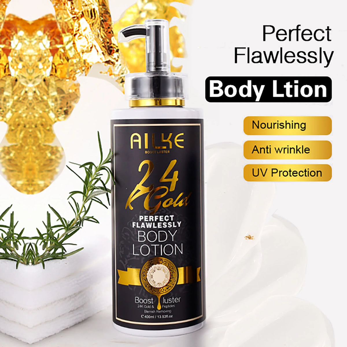 Gamme Soins Peau AILKE 24K Gold – Turmeric, Glutathion & Vitamine C – Éclaircissant & Anti-Taches – CLEVI Paris