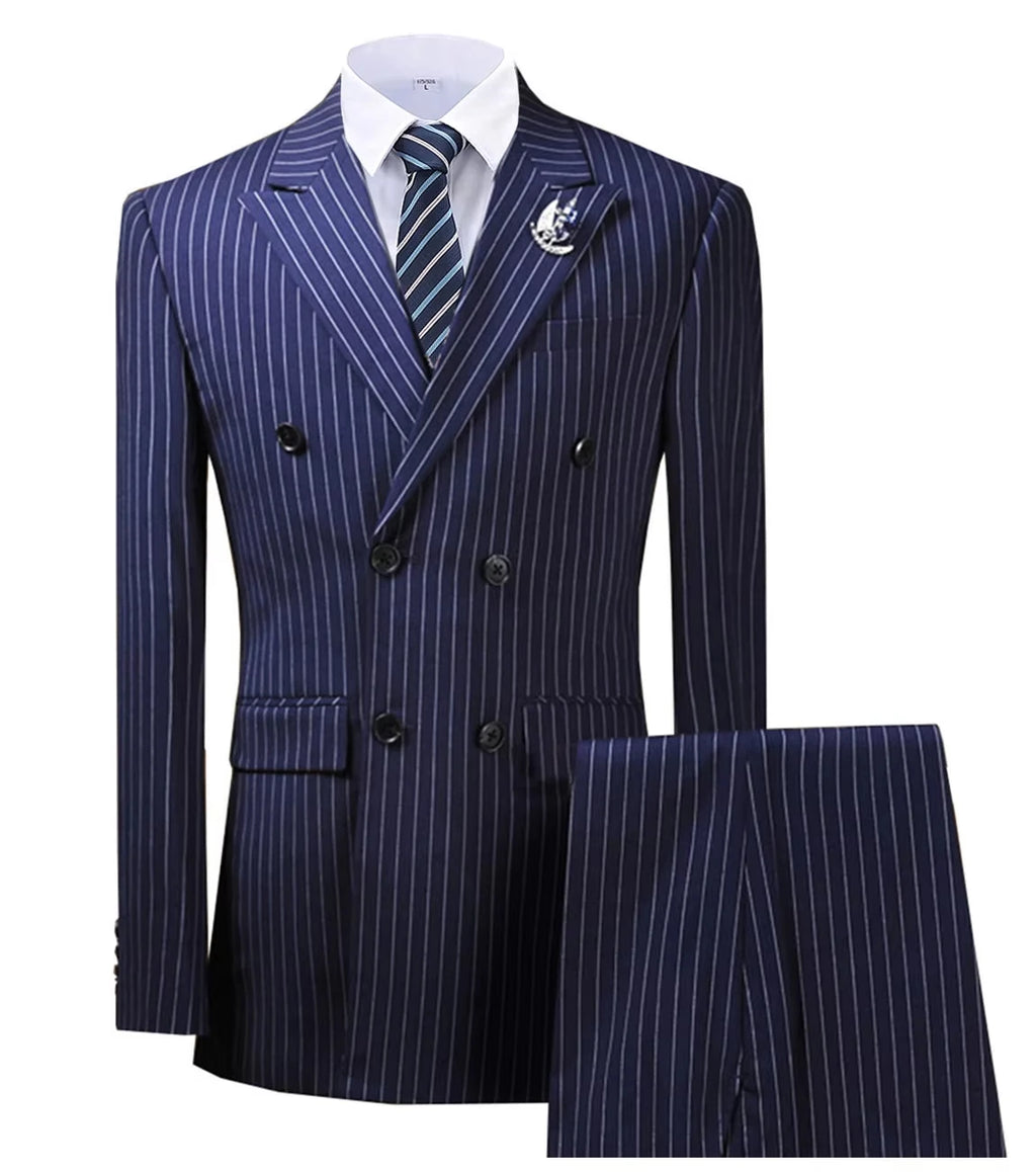 Costume 2 pièces homme rayé double boutonnage – CLEVI Paris