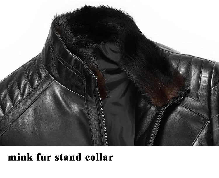 Blouson homme en cuir à surpiqûres et col montant – CLEVI Paris