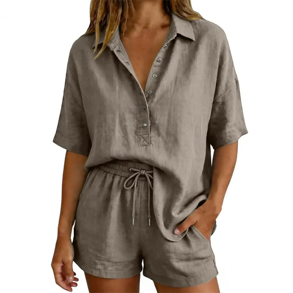 Ensemble femme chemisier et short uni – CLEVI Paris
