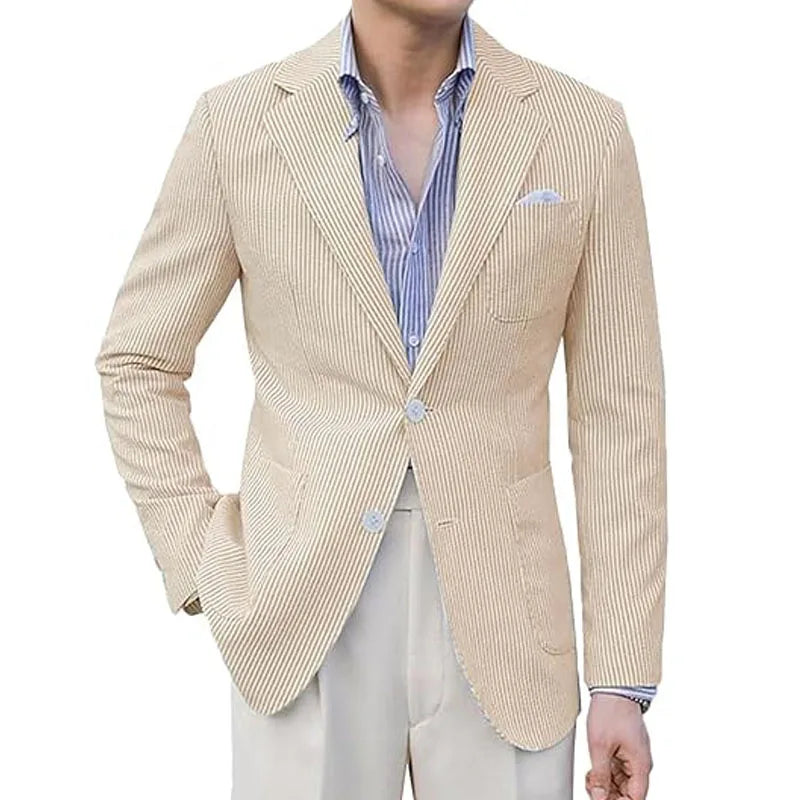 Blazer homme seersucker rayé – CLEVI Paris