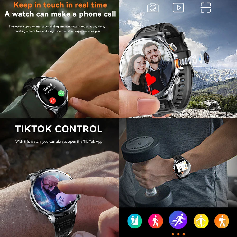 Montre Connectée 4G Android Écran Rond 1,95" Acier – CLEVI Paris