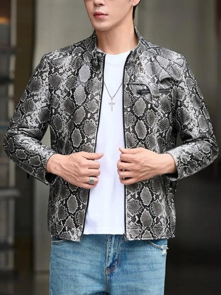Blouson homme en cuir motif serpent – CLEVI Paris
