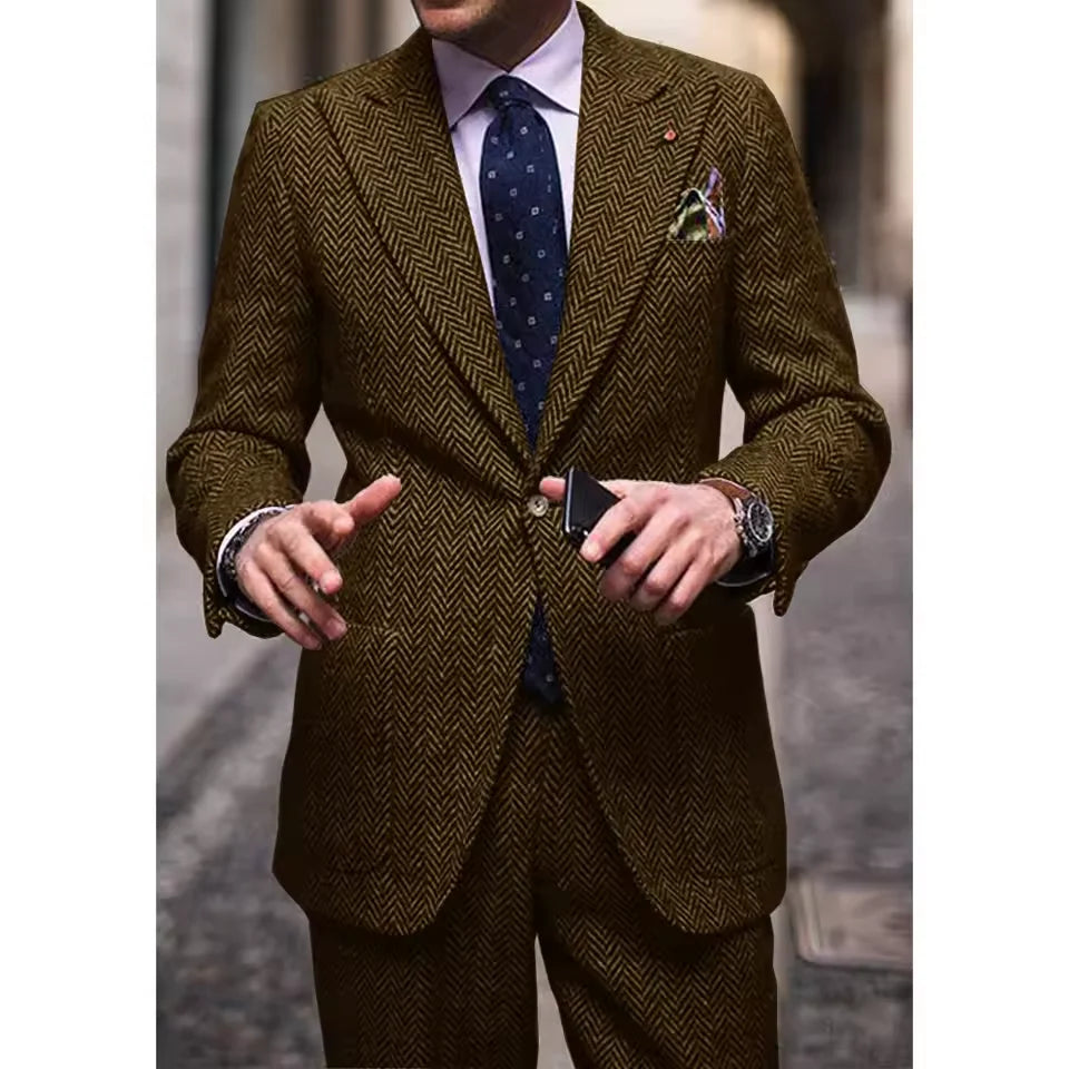 Costume 2 Pièces Homme à Chevrons Coupe Cintrée – CLEVI Paris