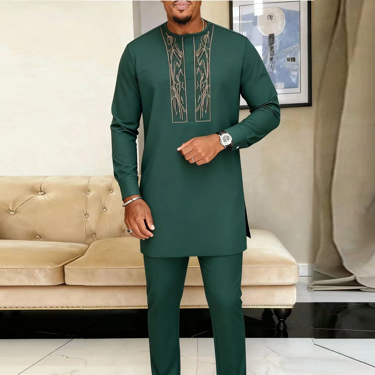 Ensemble 2 Pièces Homme Style Africain Broderie Tuxedo – CLEVI Paris