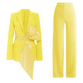 Tailleur 2 Pièces Femme Blazer Pantalon Grand Nœud 7 Coloris – CLEVI Paris