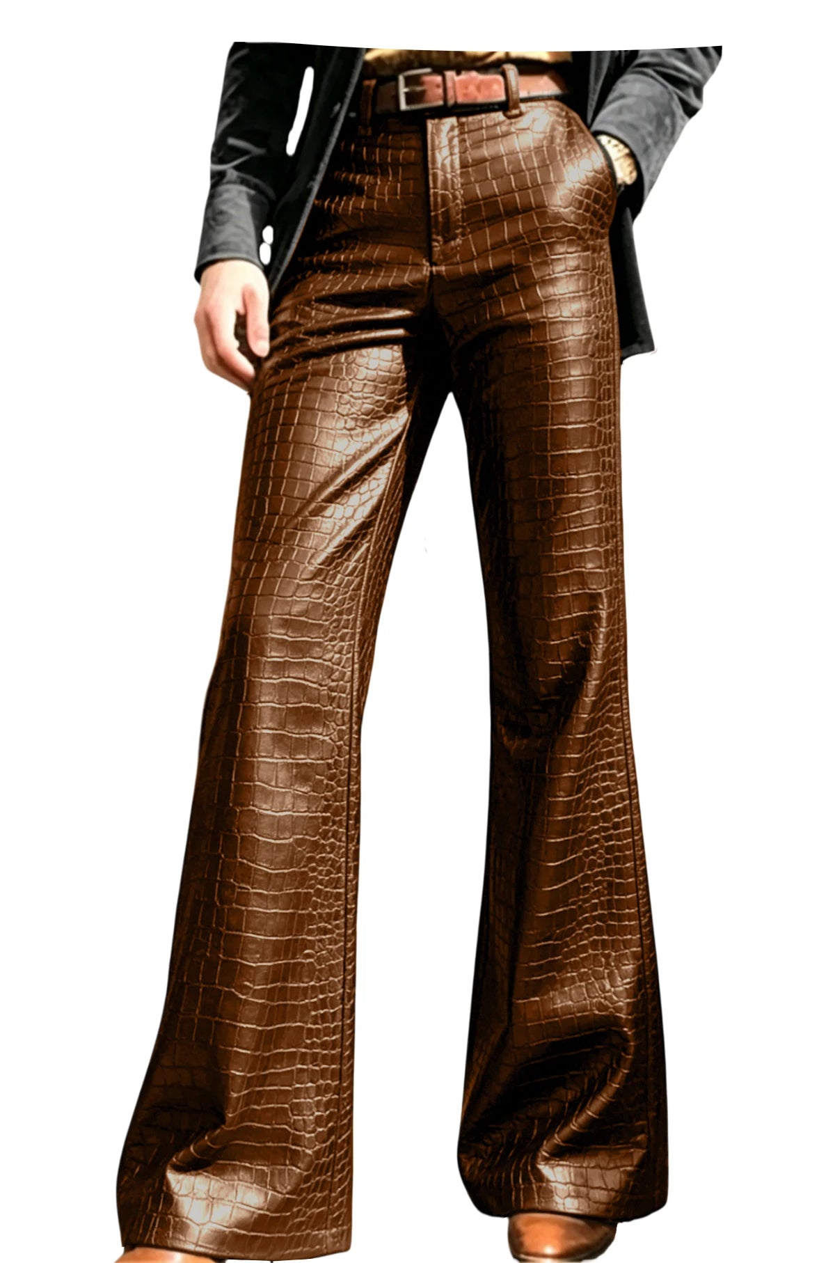Pantalon évasé effet crocodile homme – CLEVI Paris