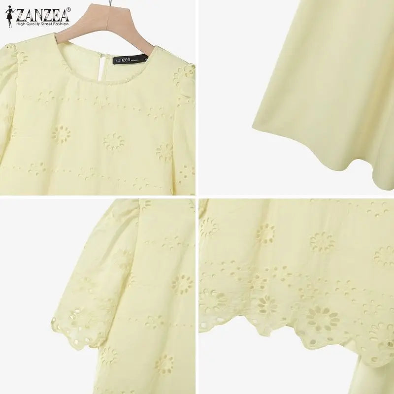 Ensemble 2 Pièces Femme Top Brodé Ajouré Manches Courtes Jupe Longue A-Line Style Bohème Été – CLEVI Paris