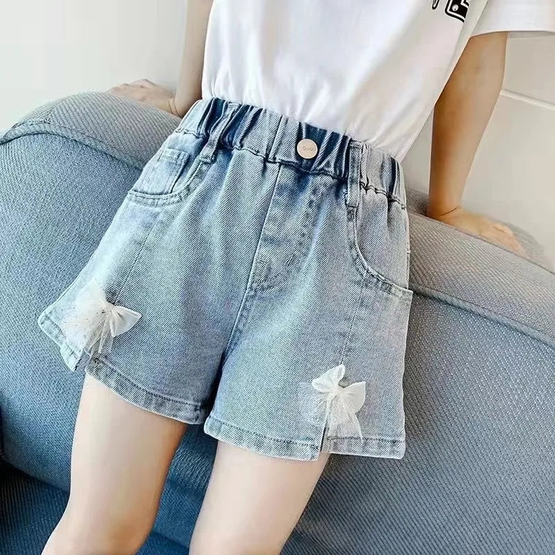 Short fille en jean à taille élastique – CLEVI Paris