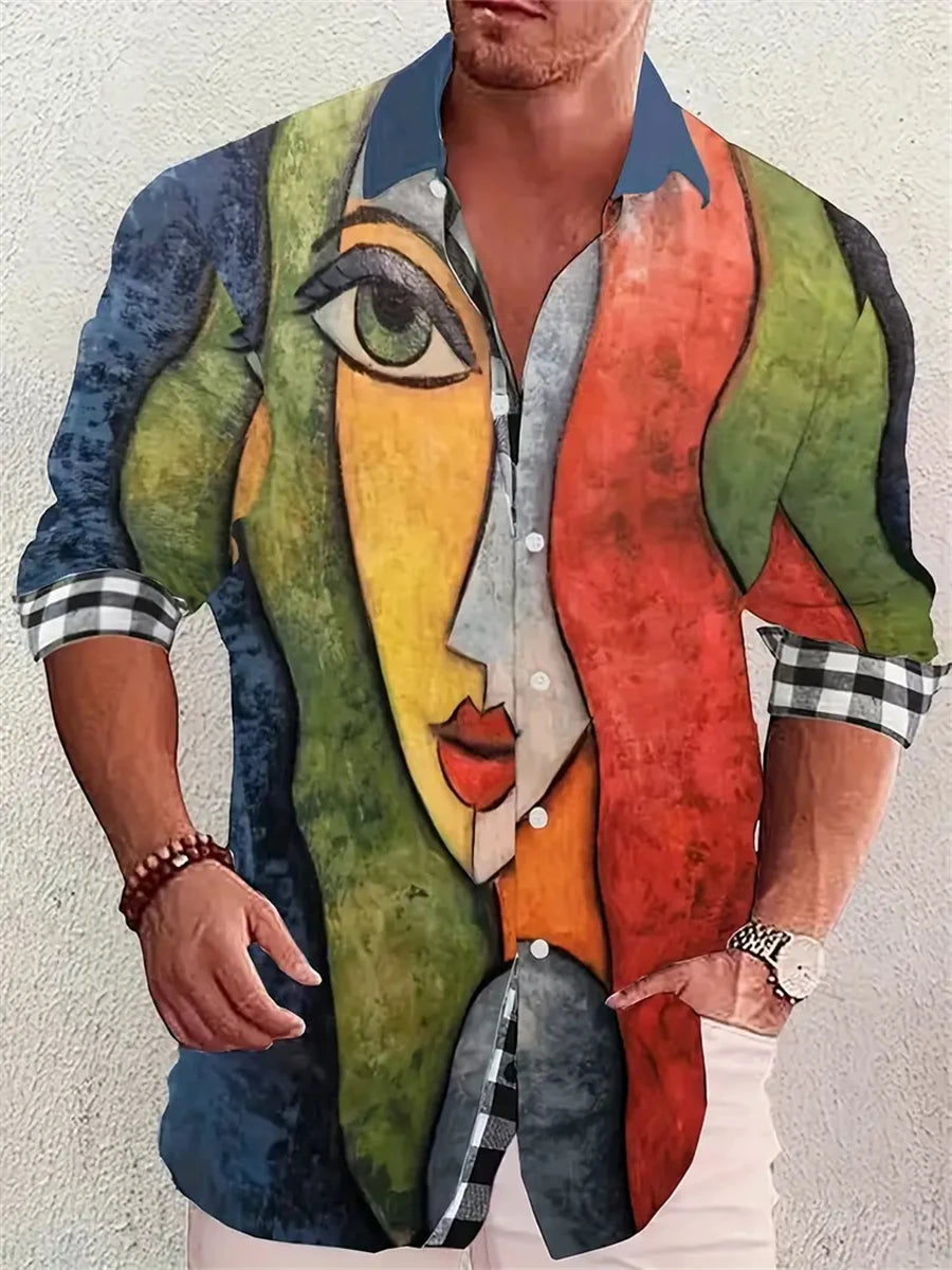 Chemise homme imprimée à manches longues – CLEVI Paris