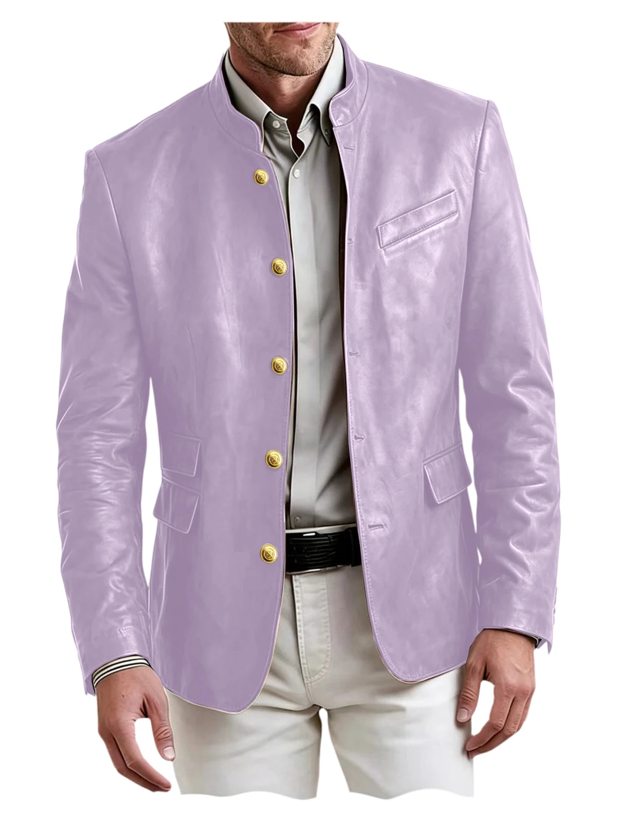 Blazer homme en similicuir, col montant – CLEVI Paris