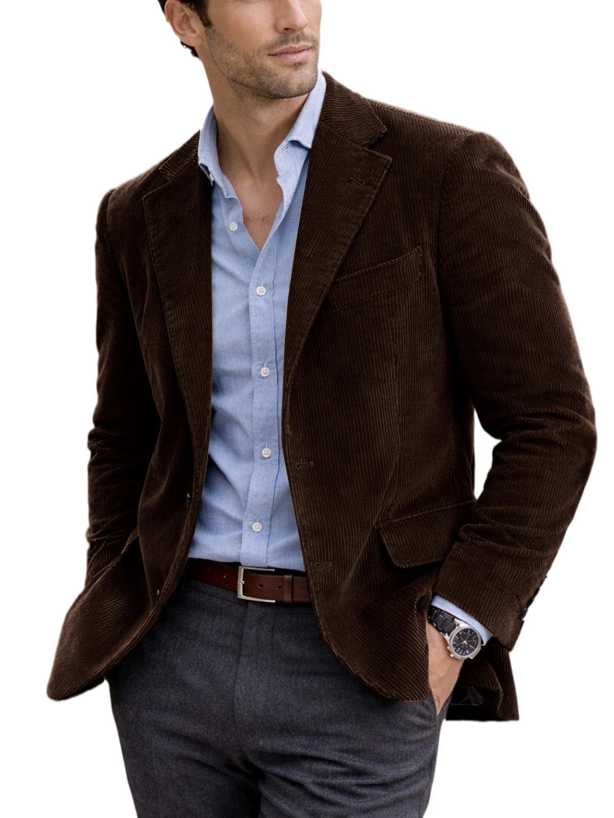 Blazer homme en velours côtelé à 2 boutons – CLEVI Paris