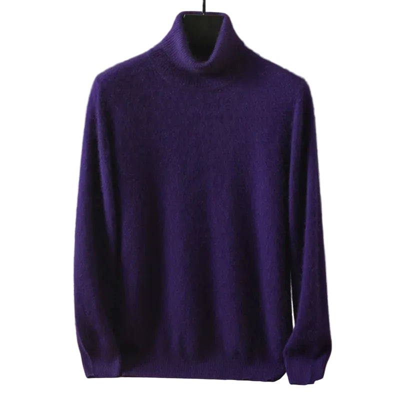 Pull homme à col roulé en maille unie – CLEVI Paris