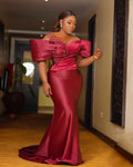 Robe de soirée sirène en satin perlé – CLEVI Paris
