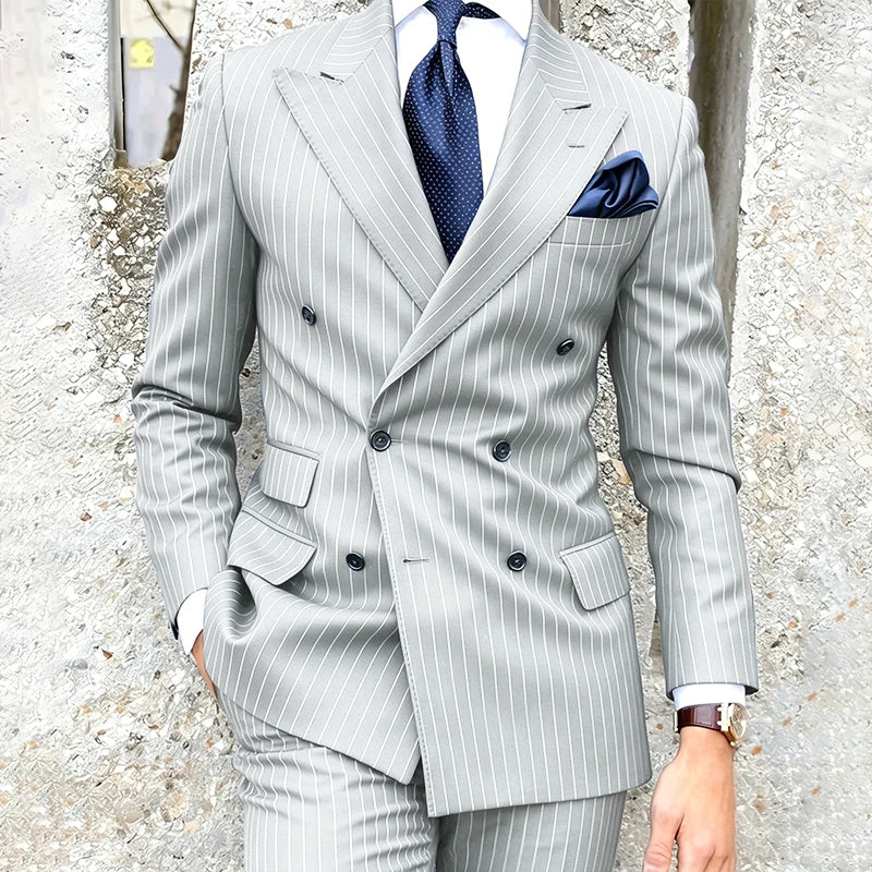 Costume 2 Pièces Homme Double Boutonnage Revers Pointu Slim Fit – CLEVI Paris