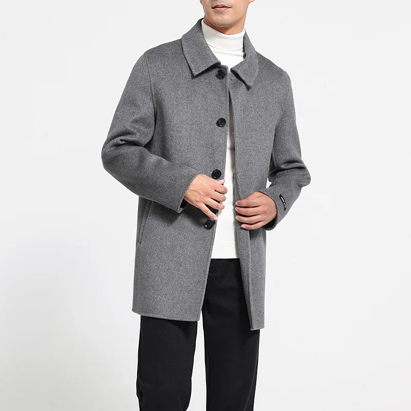 Manteau homme en cachemire à col rabattu – CLEVI Paris